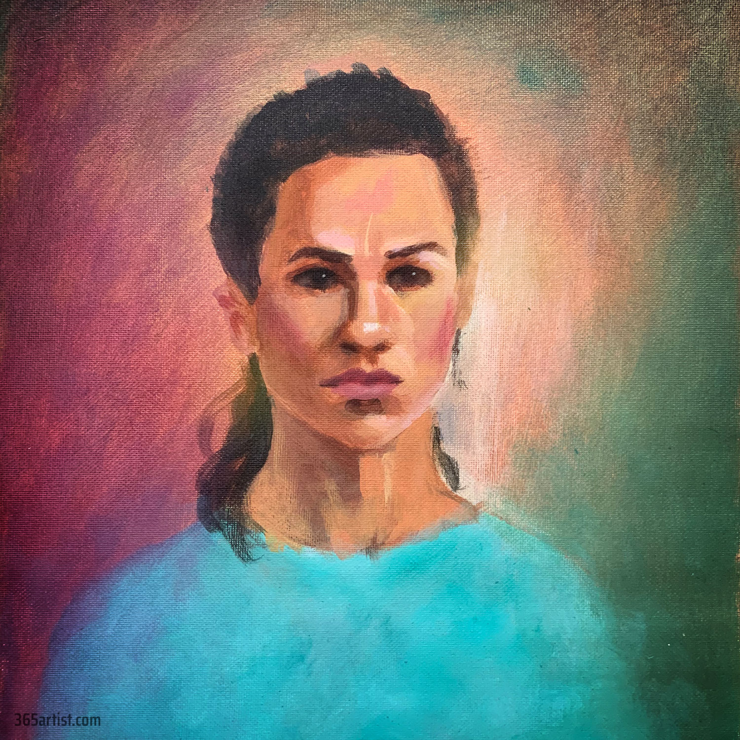 acrylic female portrait painting