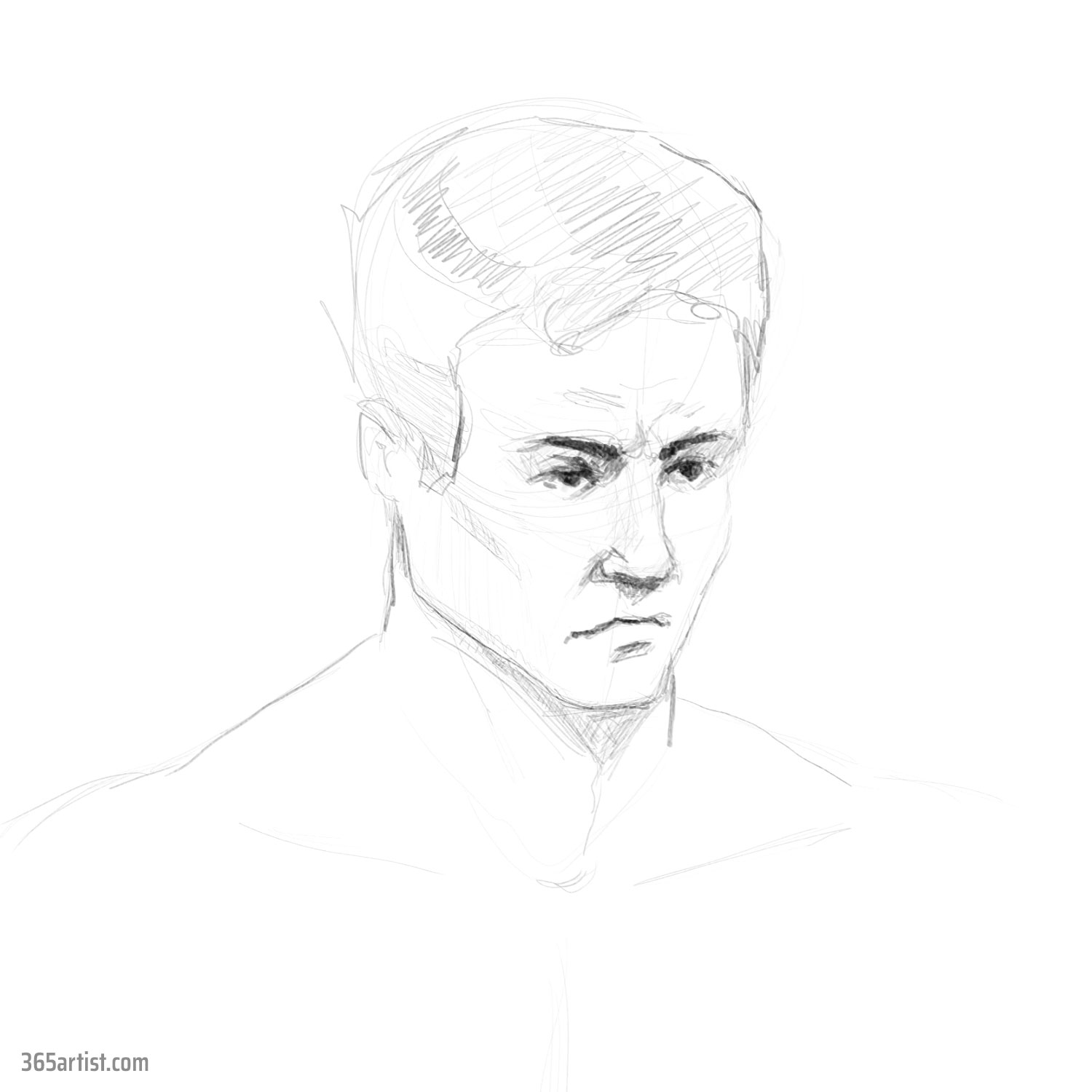 sketch of an angry man