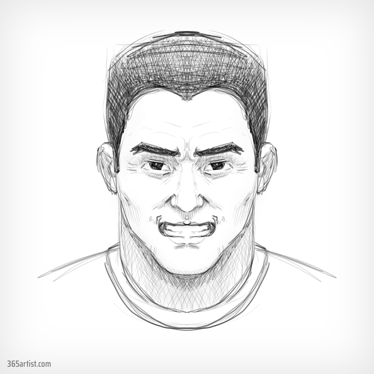 drawing of an angry man
