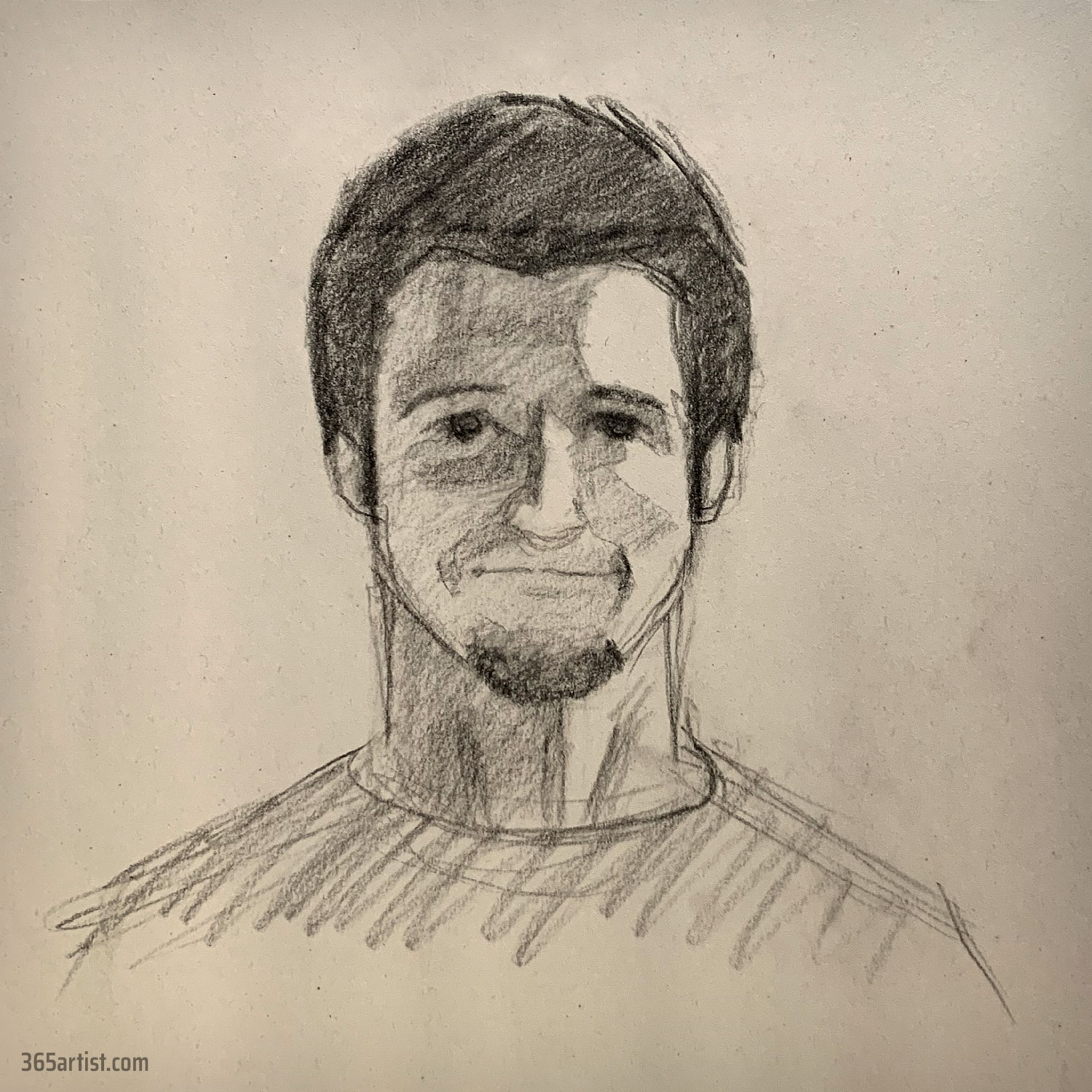 backlit self portrait drawing