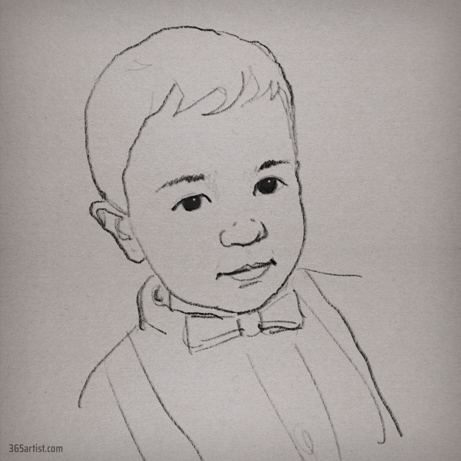 drawing of a boy weaing a boy tie