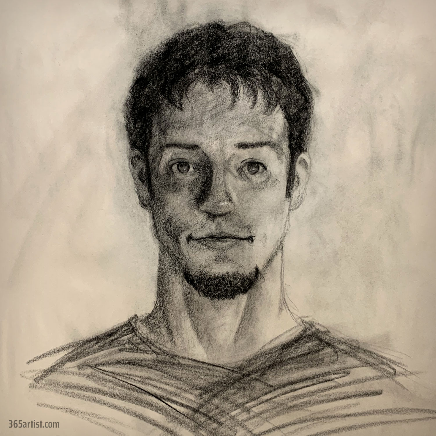candle light self portrait drawing