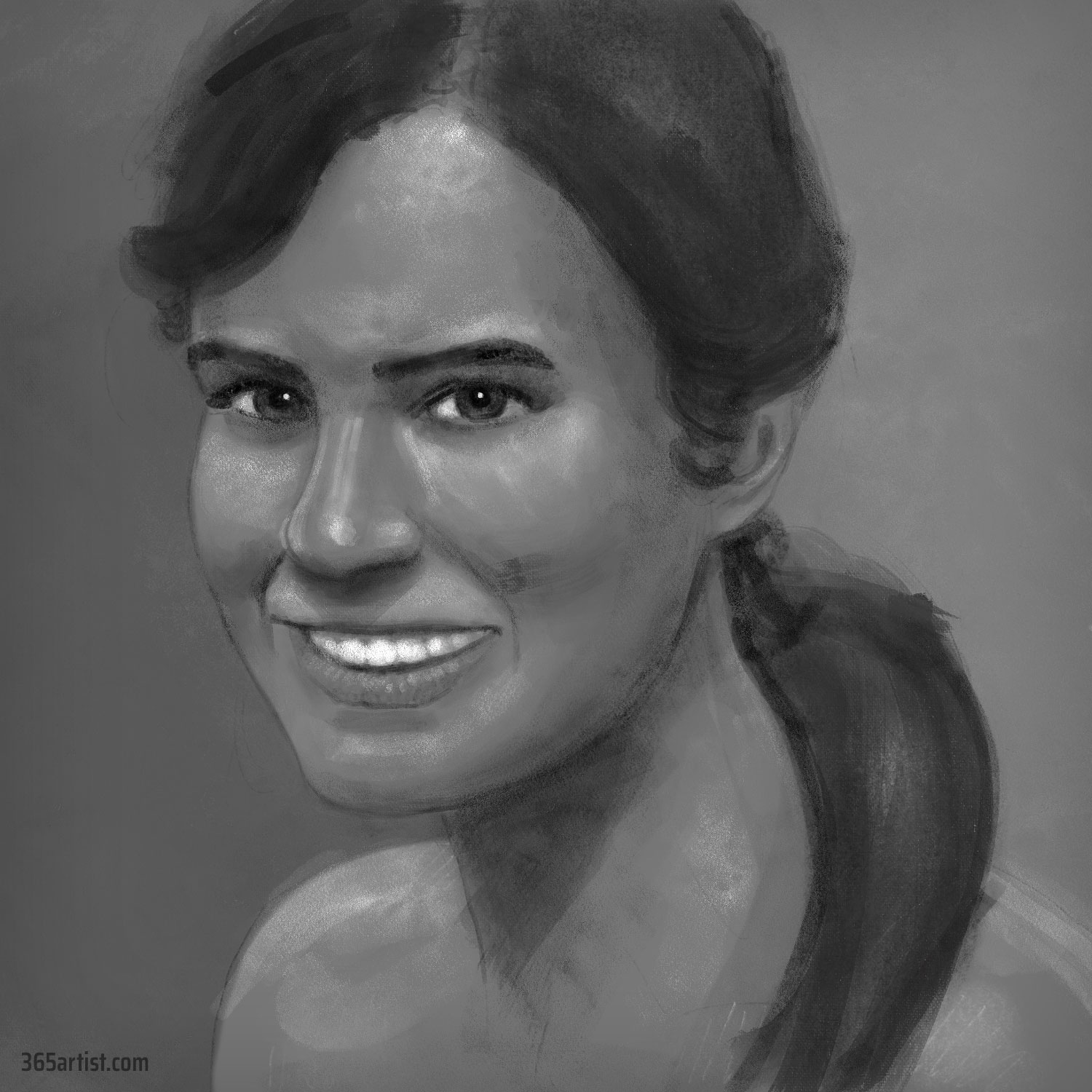 digital chalk portrait painting