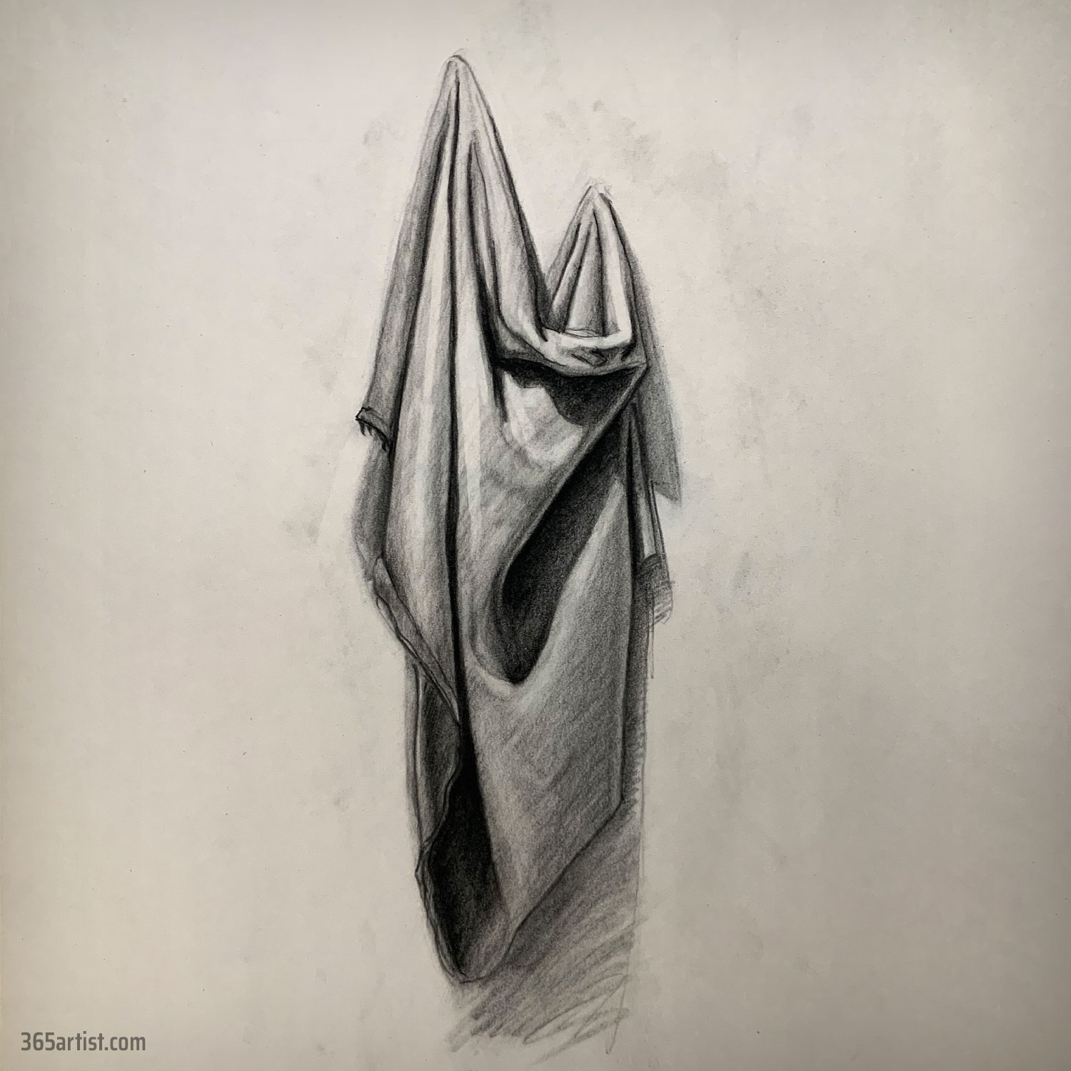 drapery charcoal drawing