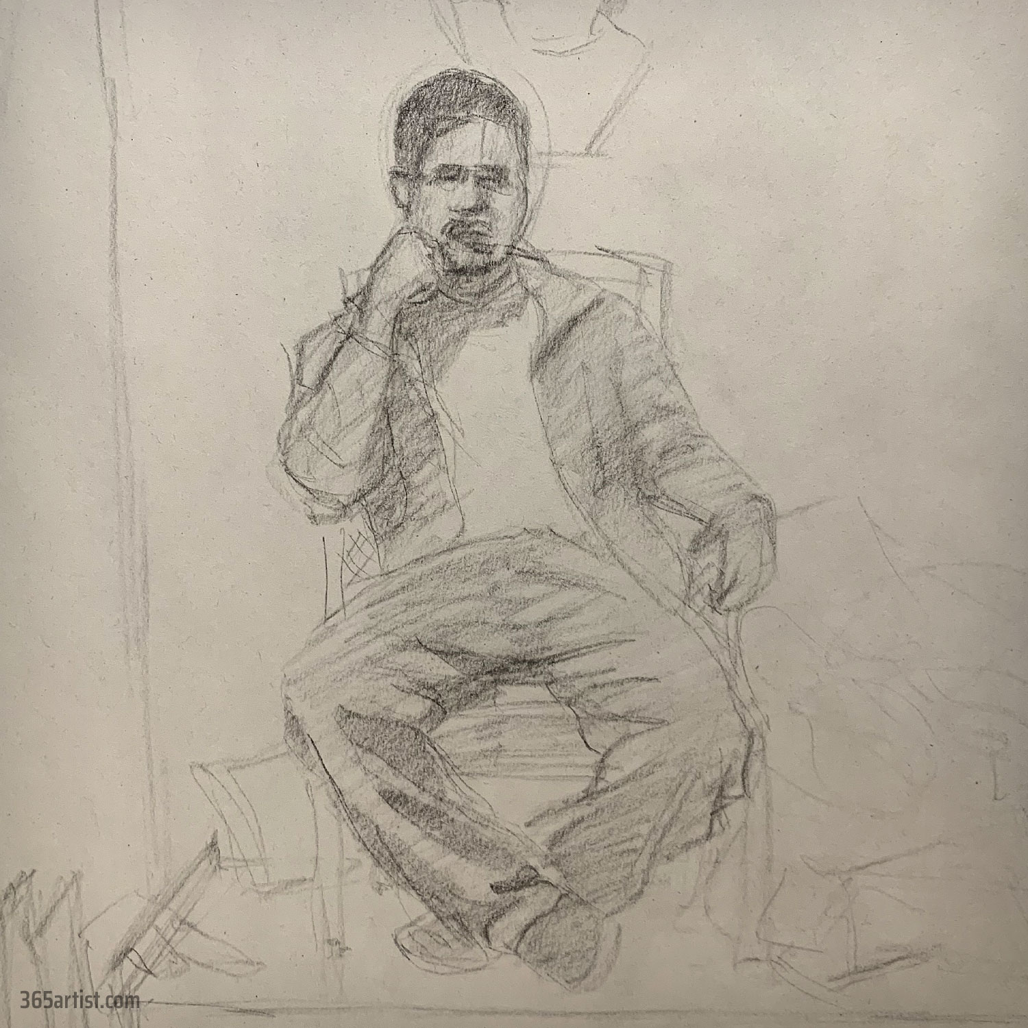 drawing of a sitting man