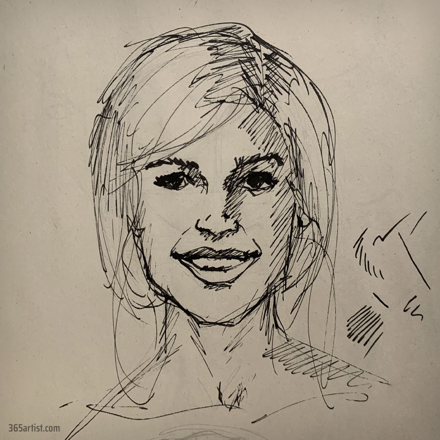 portrait sketch in pen