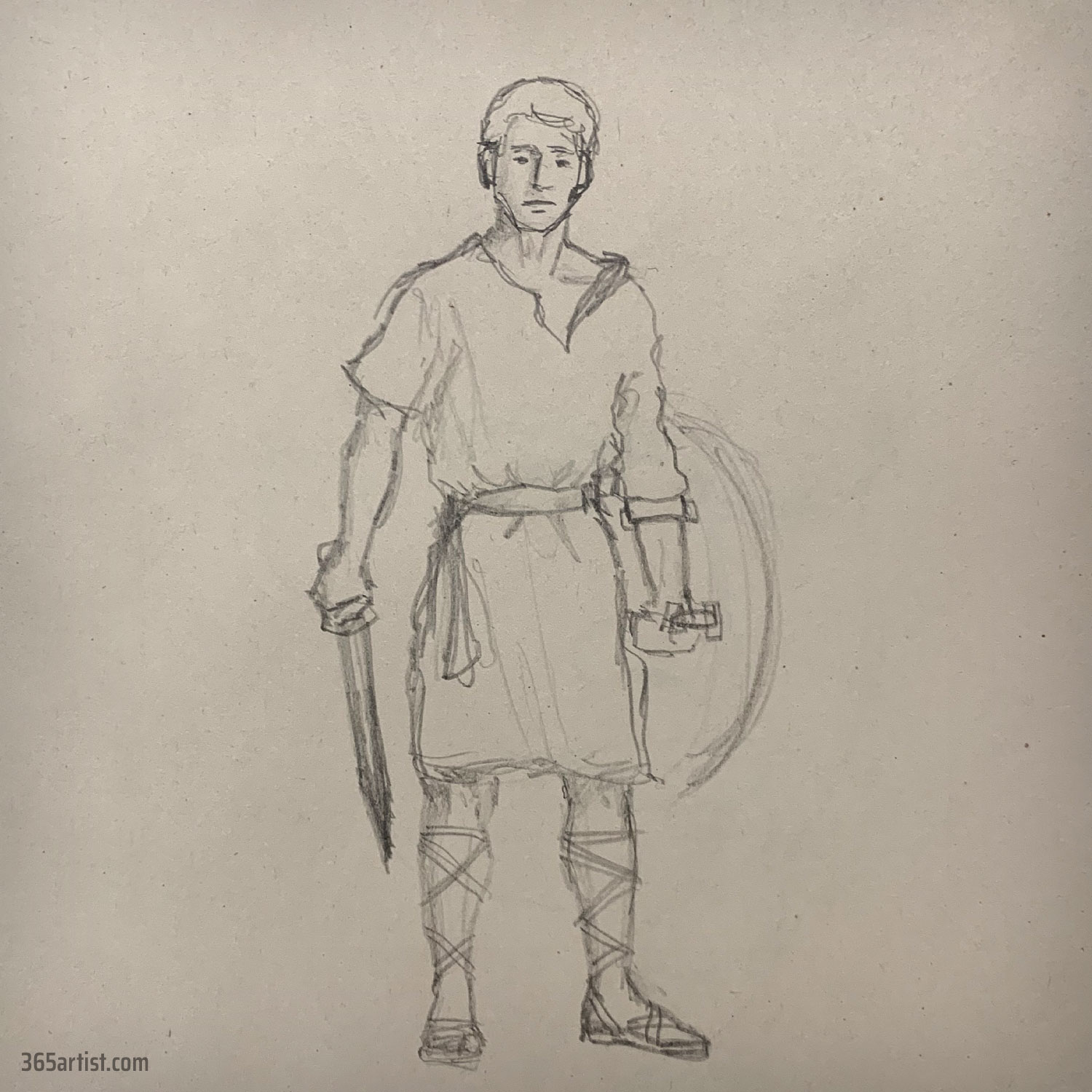 drawing of an ancient greek solider