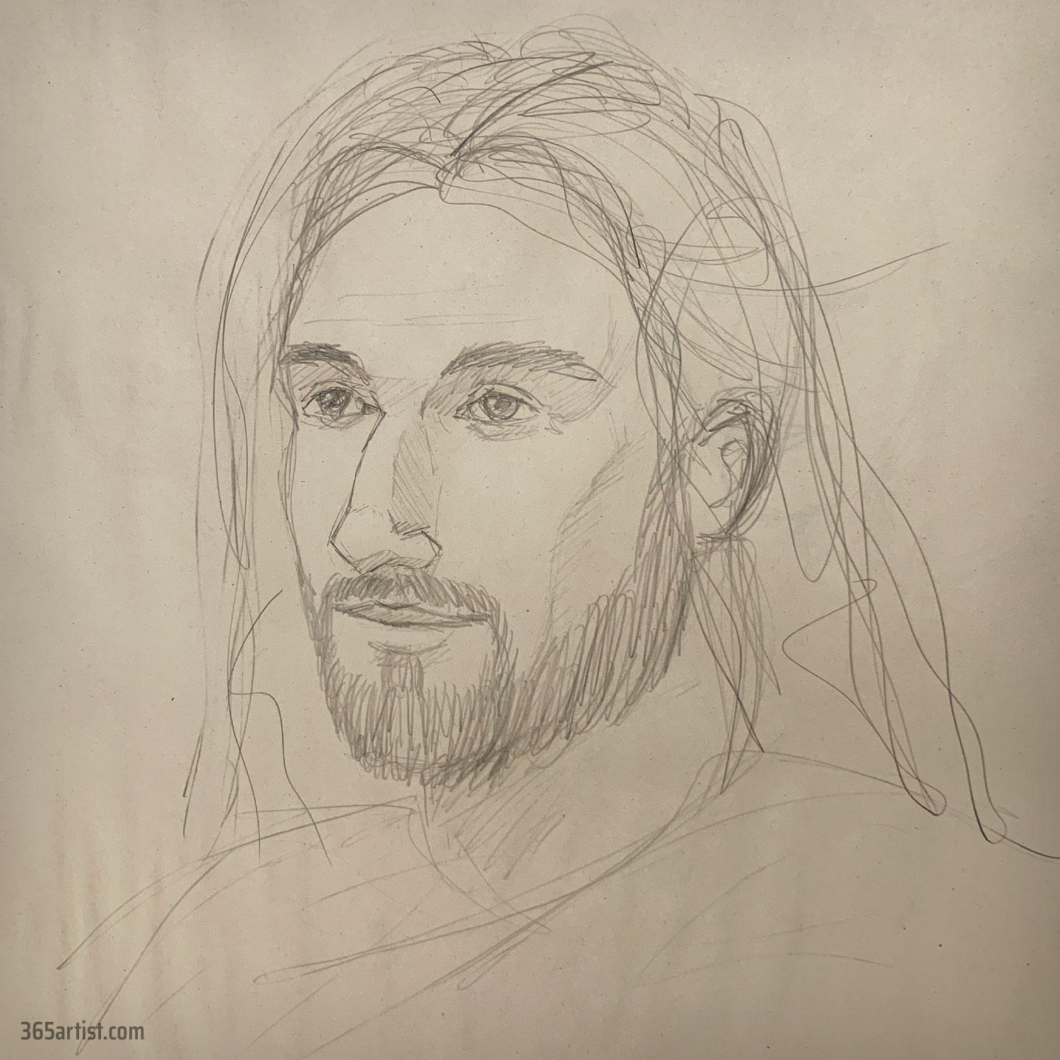 portrait drawing of Jesus