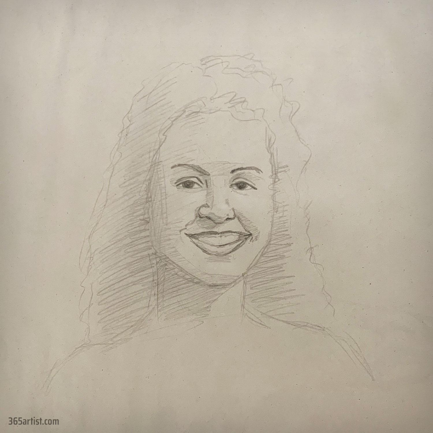 portrait drawing of latina lady