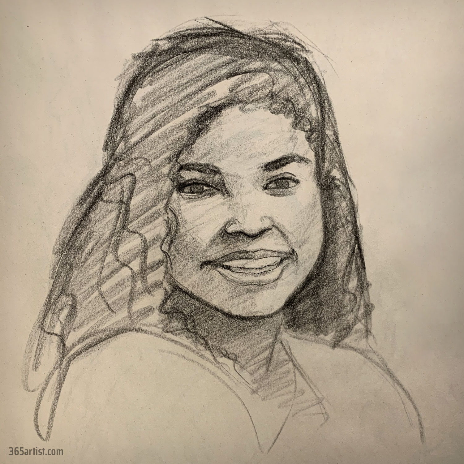 portrait drawing of latina woman