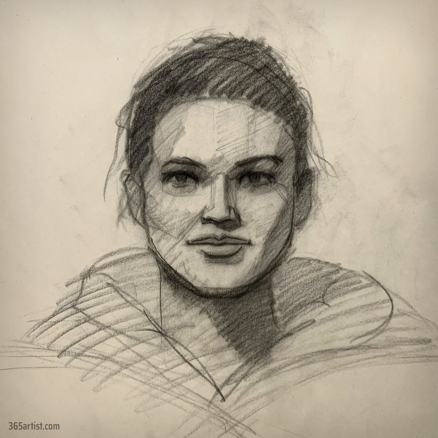 messy charcoal portrait drawing