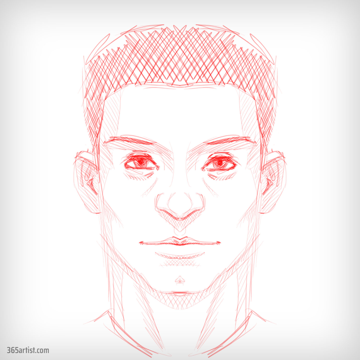 mirrored portrait sketch