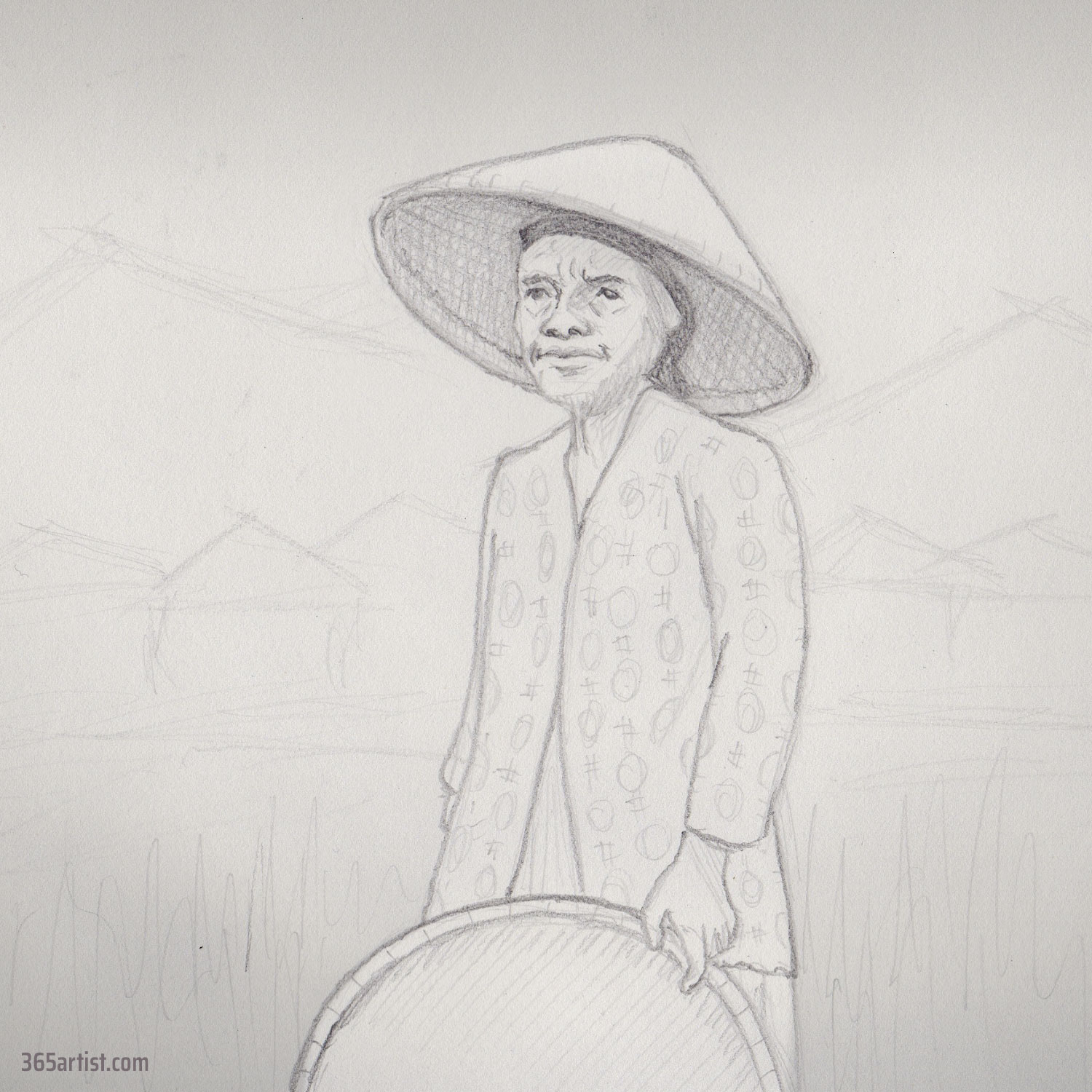 woman in the rice fields