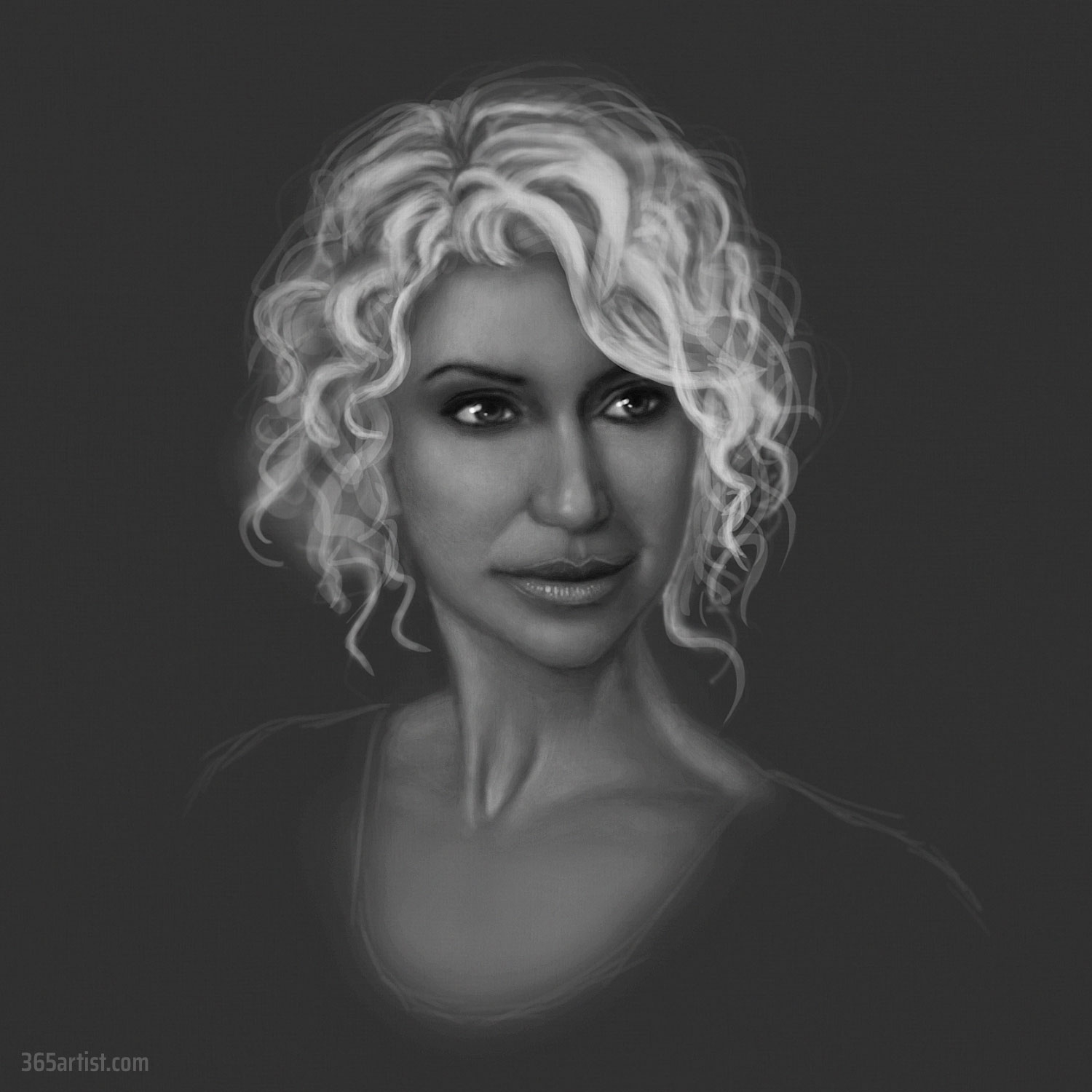 scribble hair portait drawing