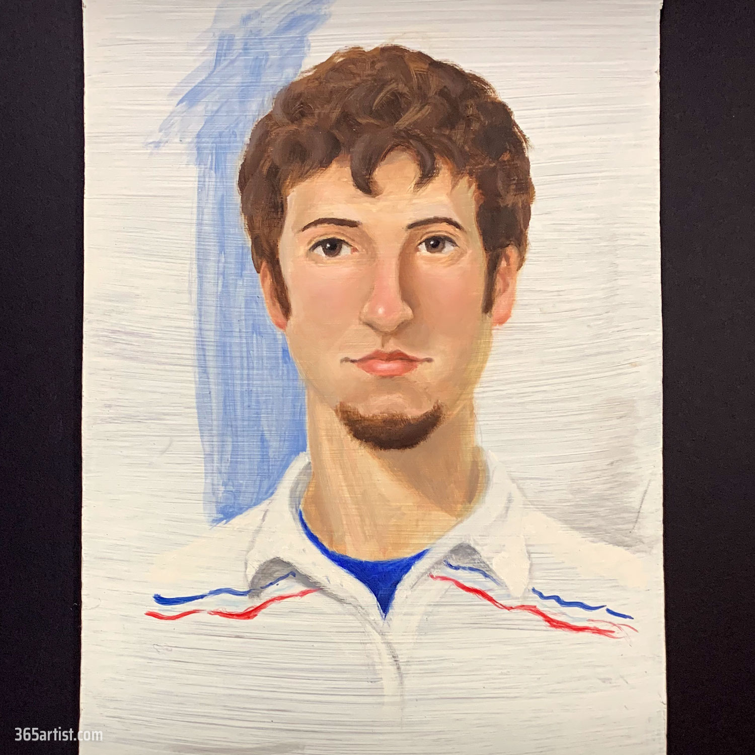 self portrait painting on wood