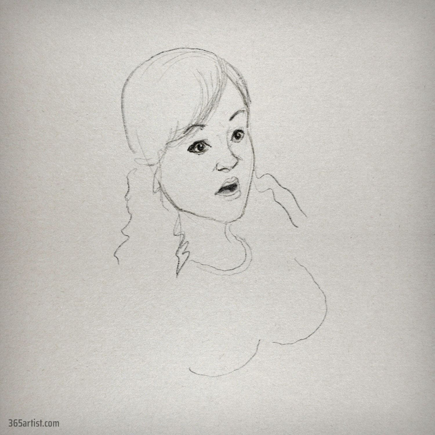 drawing of a suprised woman