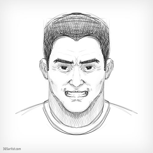 drawing of an angry man