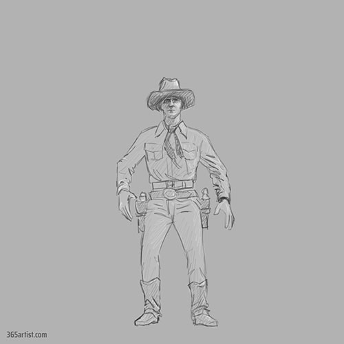 drawing of a cowboy