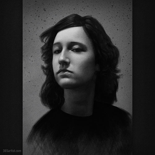 digital charcoal portrait drawing