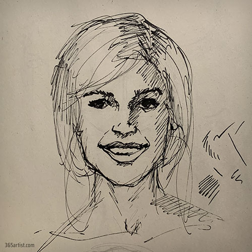 portrait sketch in pen