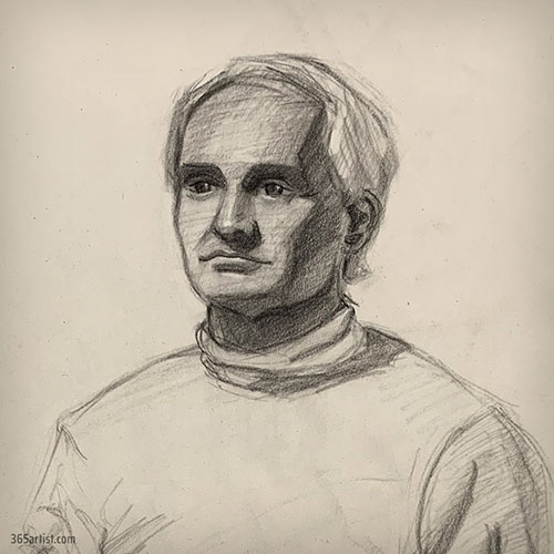 male charcoal drawing