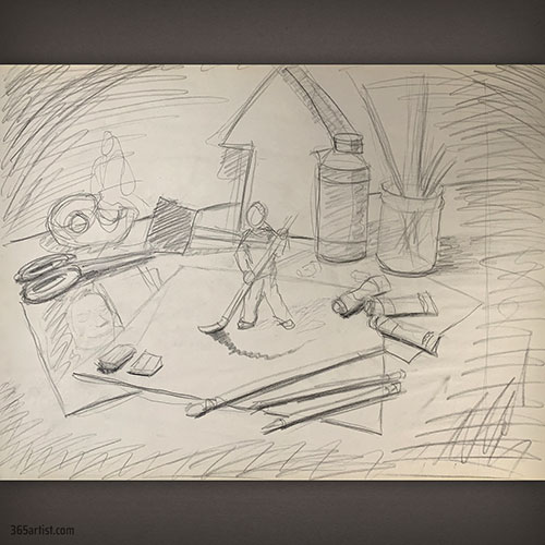 painting preperatory drawing